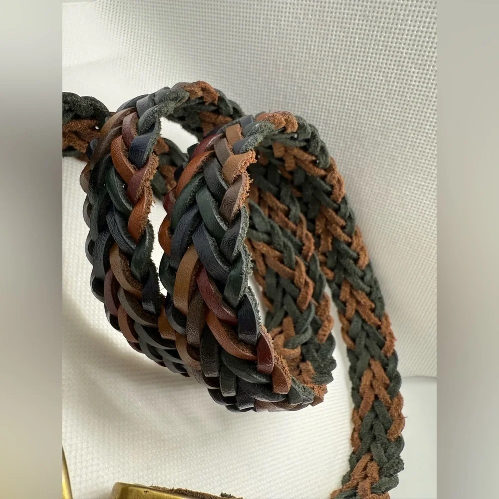 Capezio Braided Leather Belt - Brown, Black, Gold